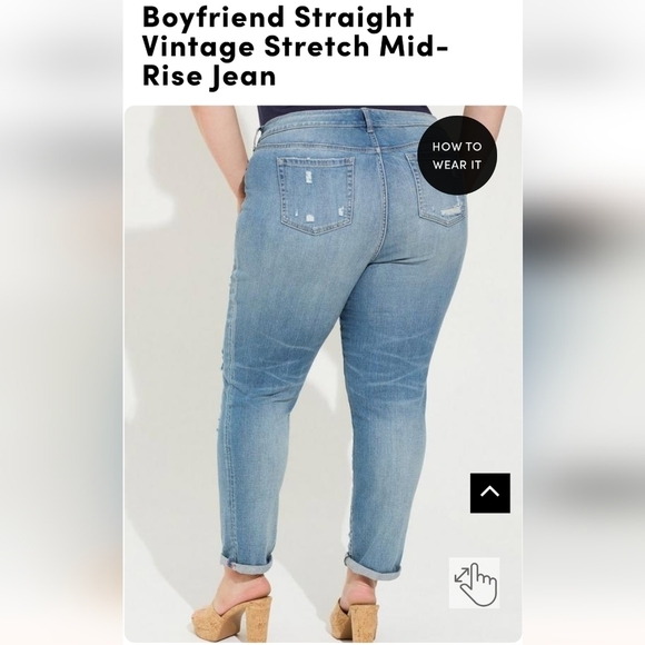 Torrid Boyfriend Straight Vintage Stretch Mid-Rise Jean plus size 26 Short - Picture 6 of 10